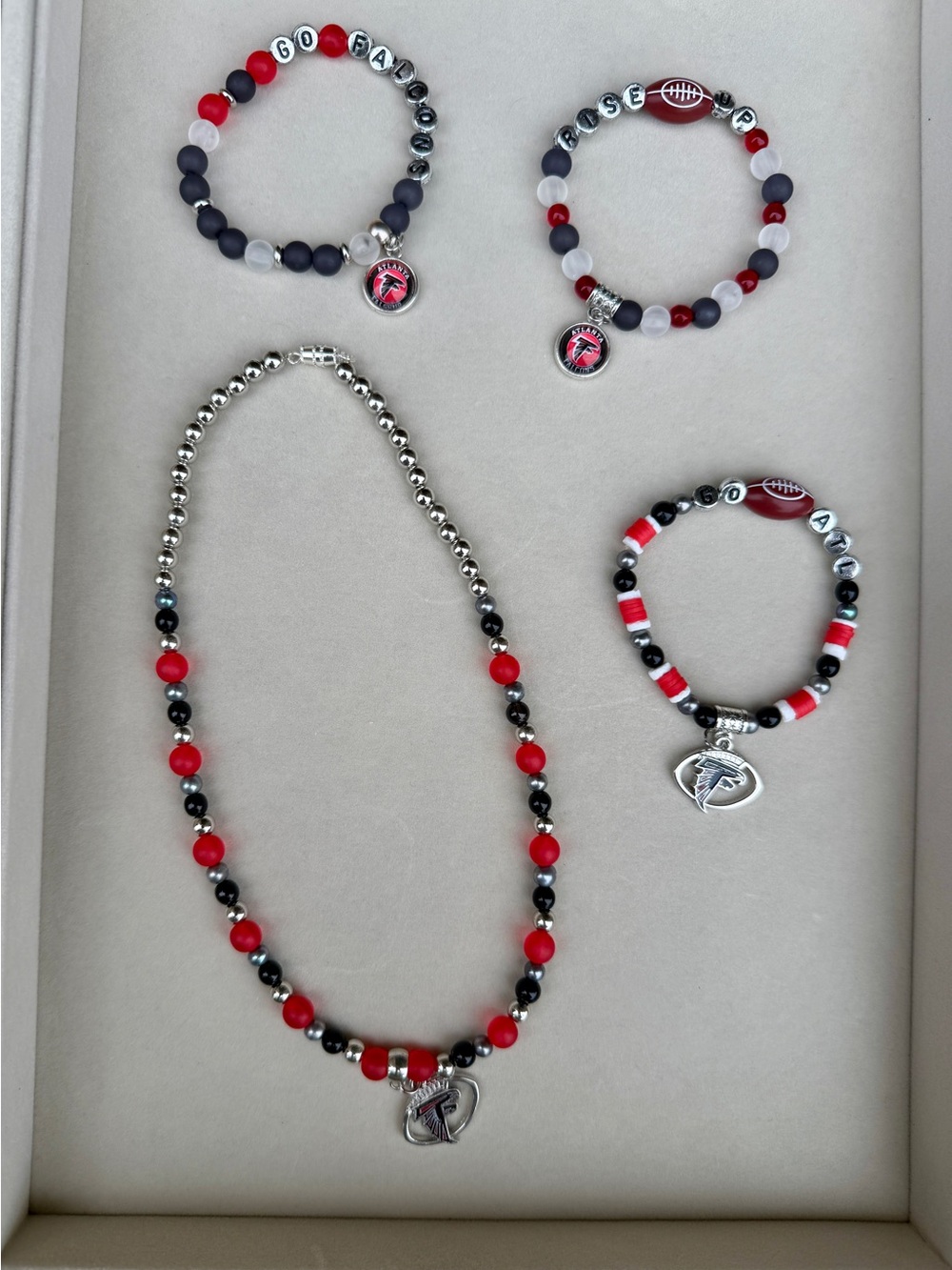 Atlanta Falcons jewelry stretch Bracelets handmade beaded game day football NFL